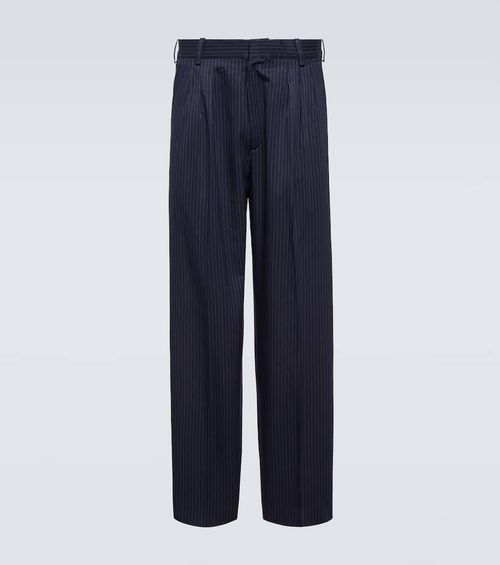 Pinstripe cotton and linen pants