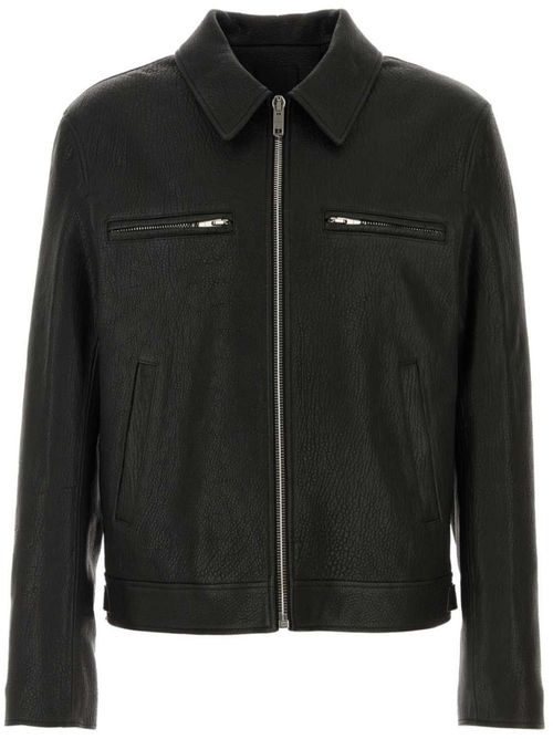 Zip-pocket leather jacket - Black