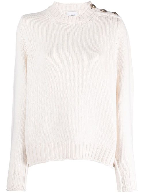 Button-detail cashmere jumper - Neutrals