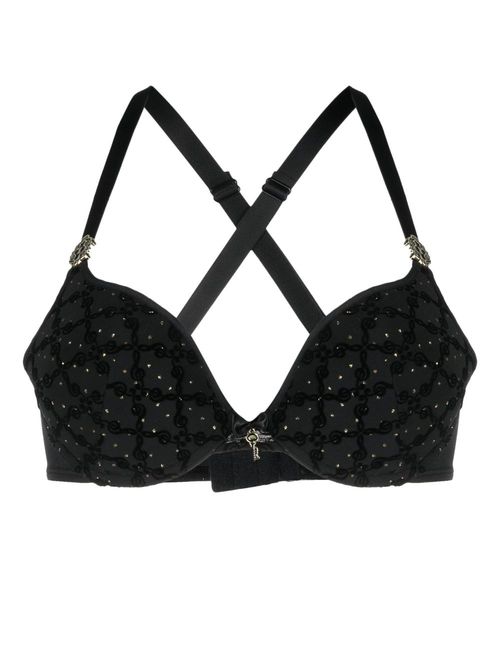 Calliope devoré-effect push-up bra - Black