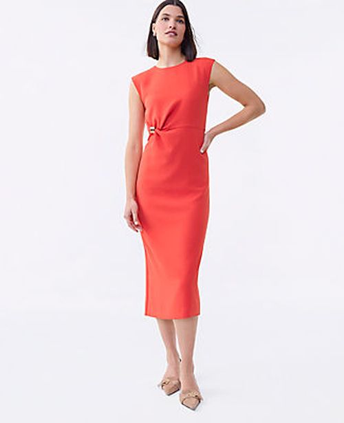 Ann Taylor Petite Crew Neck Twist Sheath Dress
