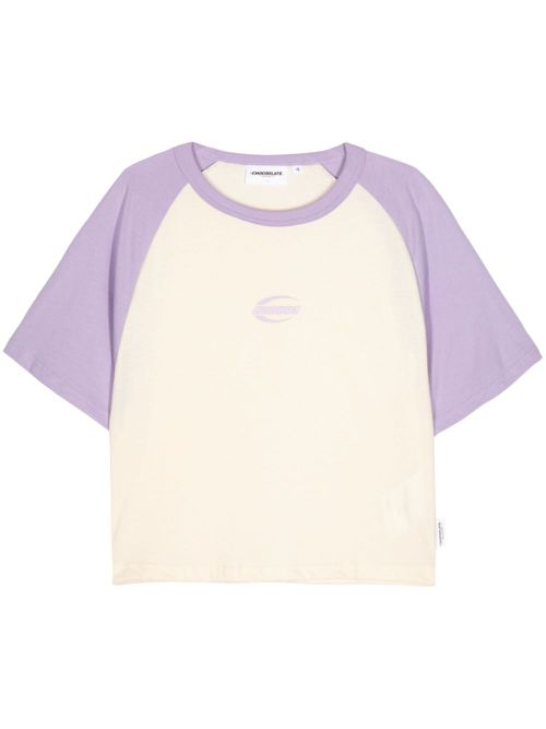 Logo-print colourblock T-shirt - Neutrals