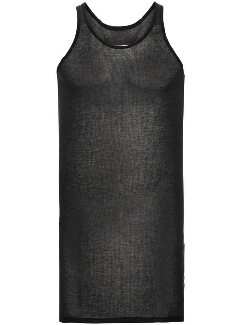 Fine-ribbed tank top - Black