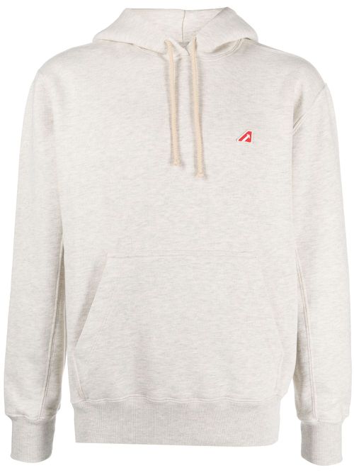 Mélange-effect cotton hoodie - Neutrals