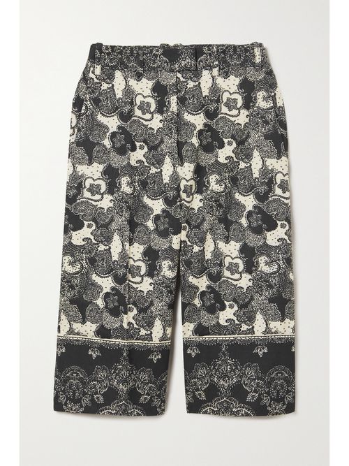 Tam Paisley-print Linen And Cotton-blend Culottes - Black