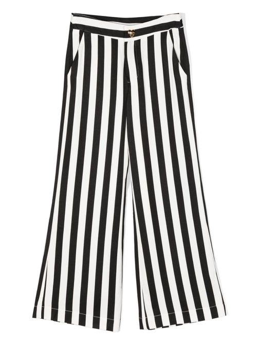 Striped flared trousers - White