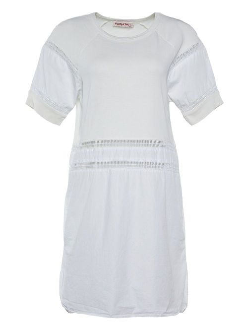 Pre-owned lace-trimmed short-sleeve dress - White