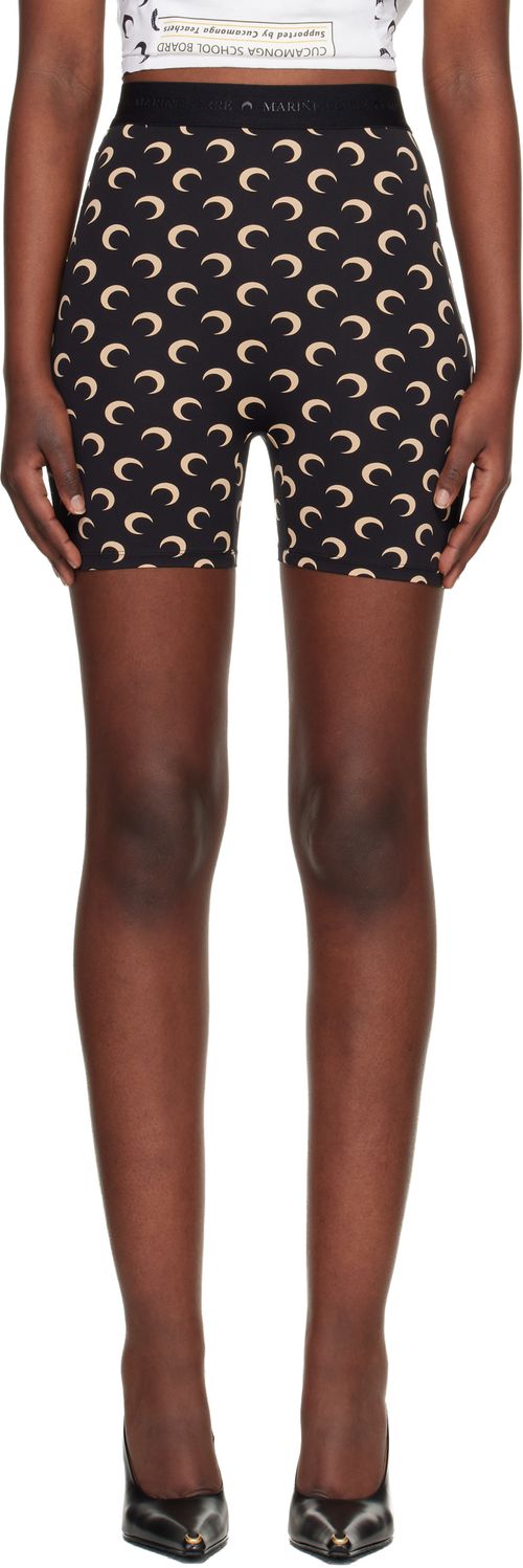 Black Recycled Moon Jersey Mini Shorts