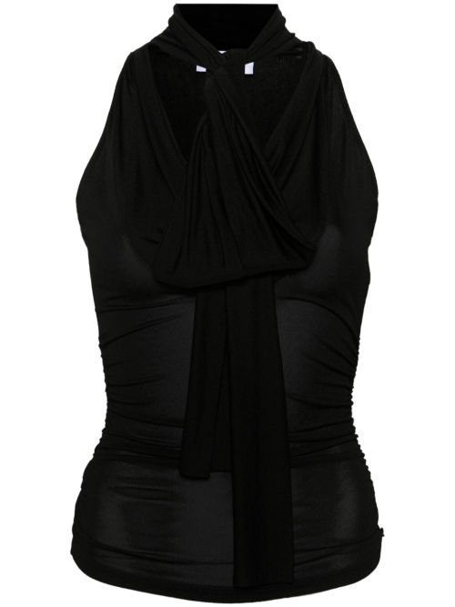 Ruched jersey top - Black