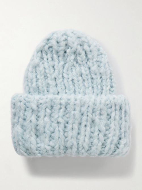 Lumi Ribbed Cashmere Beanie - Blue