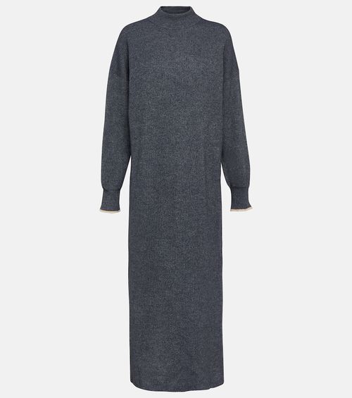 Ribbed-knit cotton and alpaca midi dress