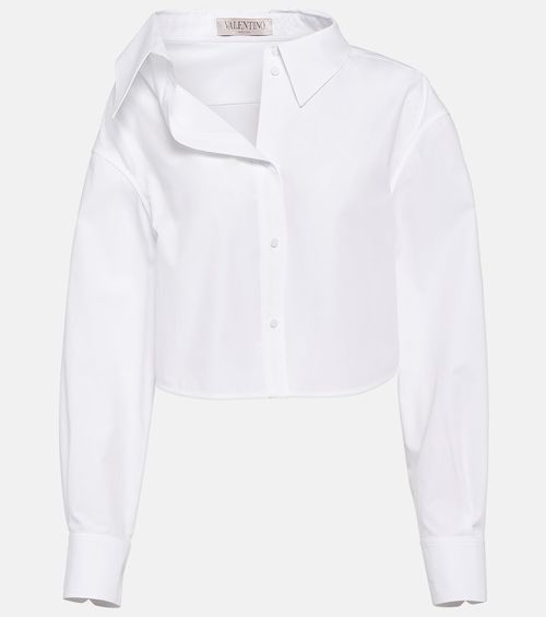Asymmetric cropped cotton shirt