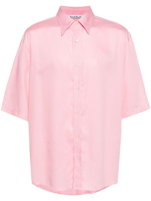 Logo-embroidered striped shirt - Pink