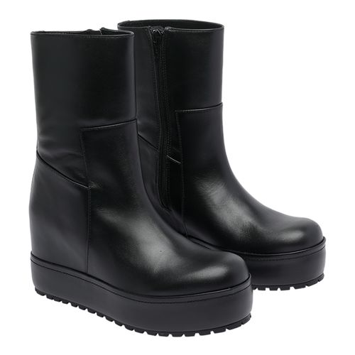 Boots Black Calf Leather/rubber Sole - Women
