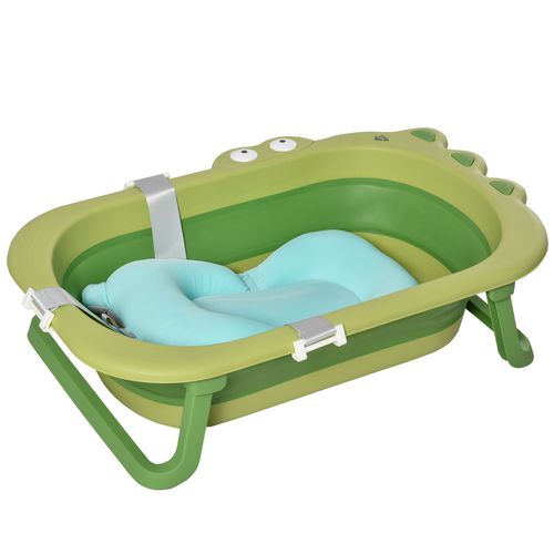 TEMU Baby Bath Tub For Toddler Kids Infant Ergonomic Foldable Non-slip Portable With Baby Cushion For 0-3 Years Green