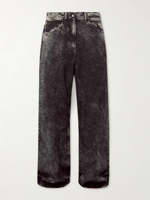 Faded Twill Straight-leg Pants - Gray