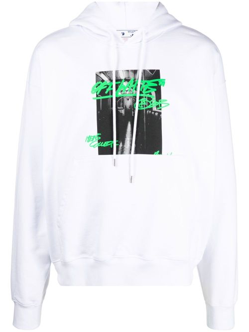 Graphic-print cotton hoodie