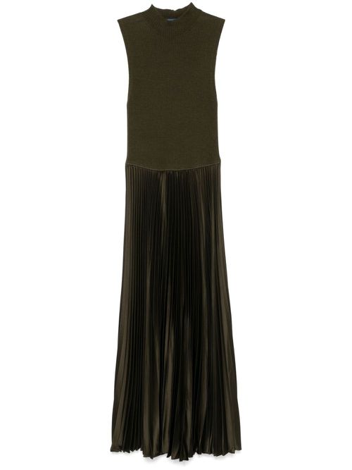 Pleated high-neck midi dress - Green
