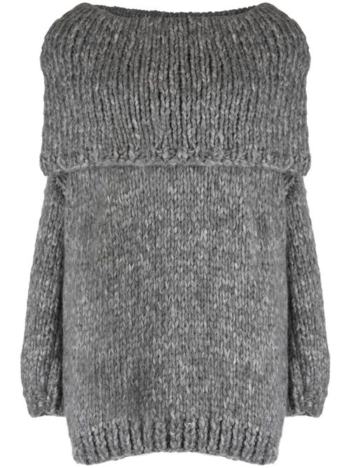 Turn-up brim chunky-knit jumper - Grey