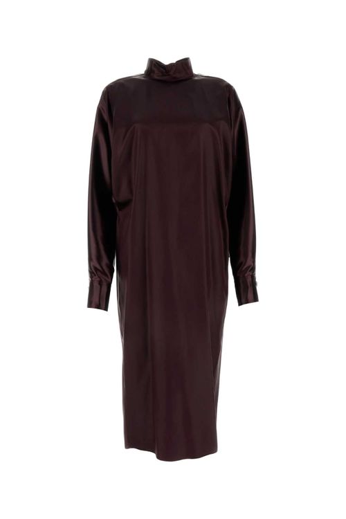 Satin Shift Dress — Burgundy