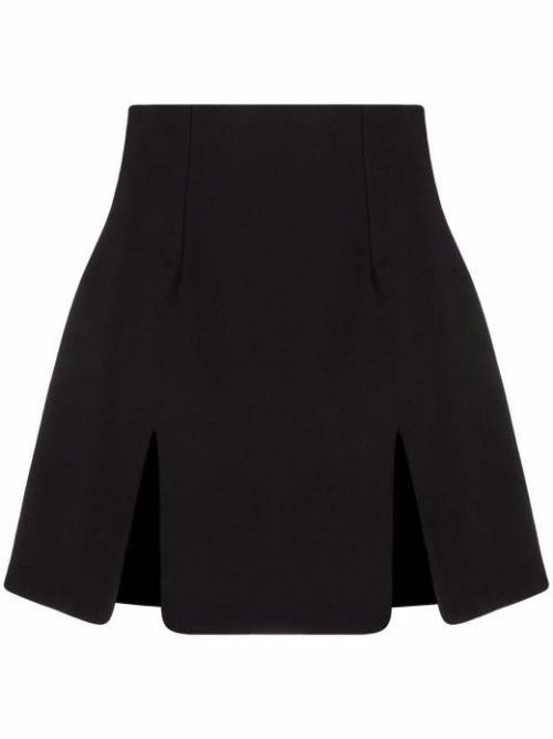 Front slits high waist skirt