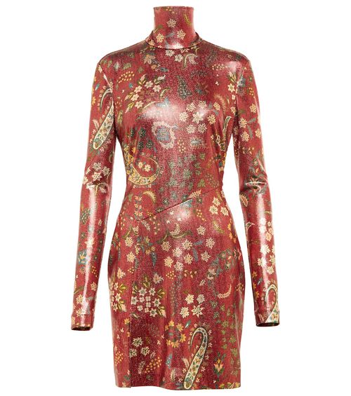 Paisley high neck minidress