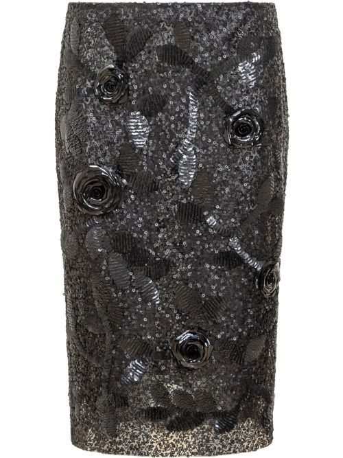 Sequin-embellished midi skirt - Black