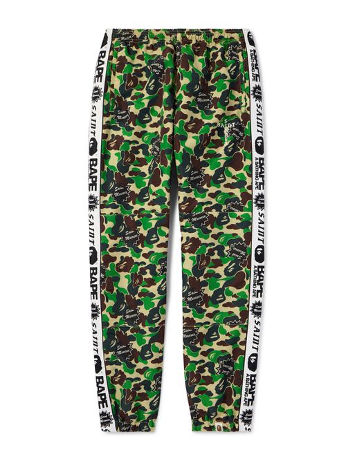 BAPE® Straight-Leg Webbing-Trimmed Camouflage-Print Shell Trousers - Men - Green - XL