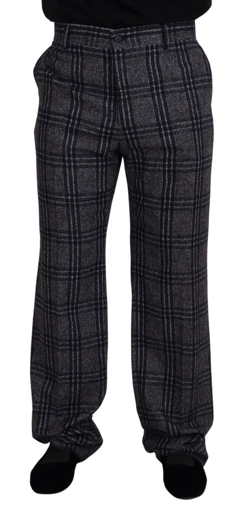 Checkered Alpaca Wool Trousers — Gray