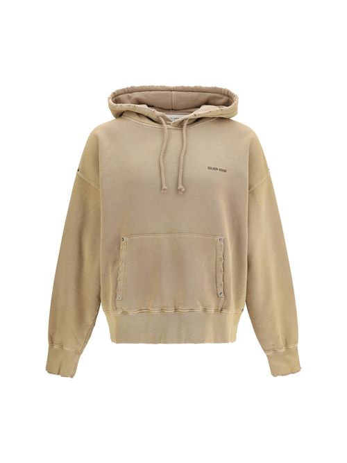 Distressed Cotton Hoodie — Beige