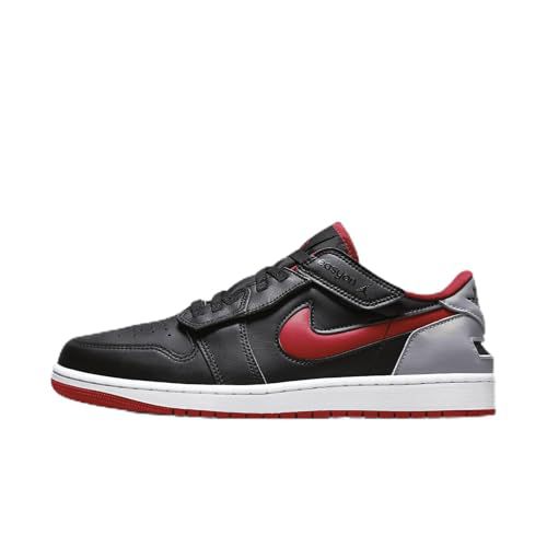 Air Jordan 1 Low FlyEase Men's Easy On/Off Shoes (DM1206-006, Black/Cement Grey/White/Fire Red)