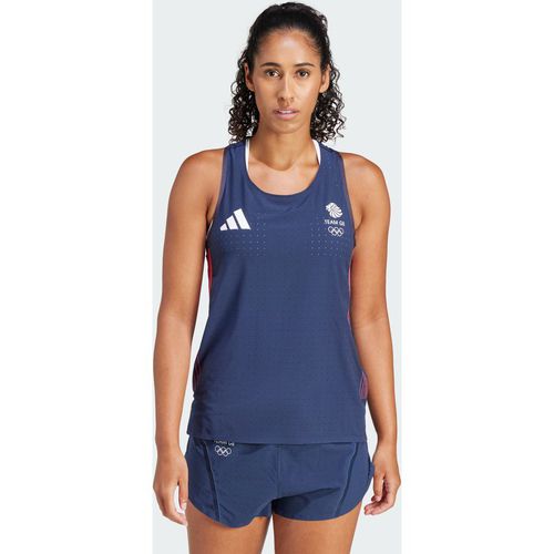 ADIDAS Performance Womens Team GB Adizero Running Tank Top - Navy Recycled Material - X-Sma