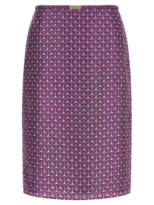 Morsetto Print Silk Skirt — Purple