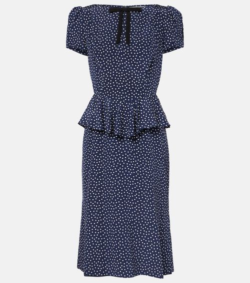 Polka-dot silk midi dress