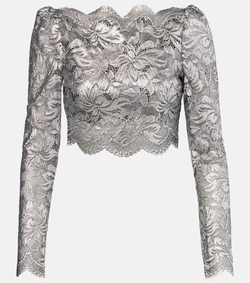 Floral cropped lace top