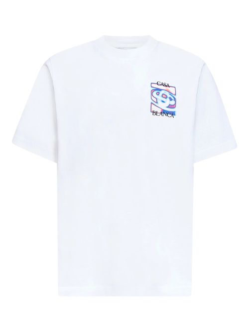 Men's Ribbed Crew Neck T-Shirt with Logo Artwork at Chest and Back