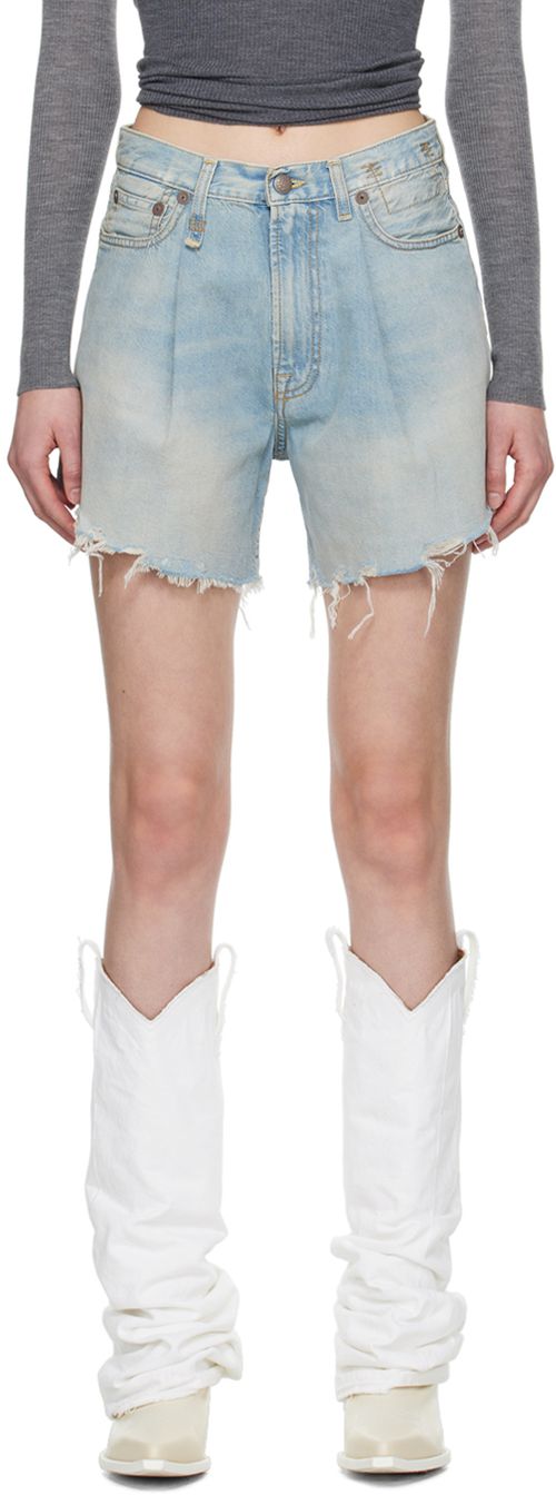 R13 SSENSE Exclusive Blue Damon Denim Shorts