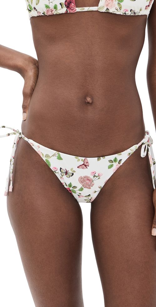 X ALICE + OLIVIA Embroidered Bikini Bottoms English Rose