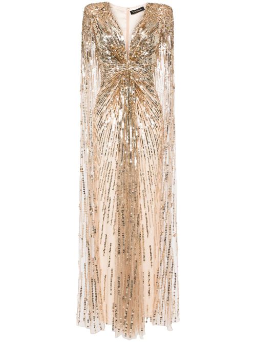 Gold Rush sequined cape gown