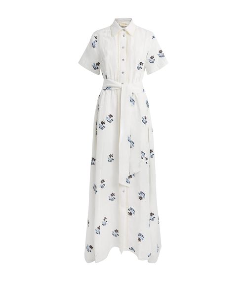 Linen Embroidered Vera Maxi Dress