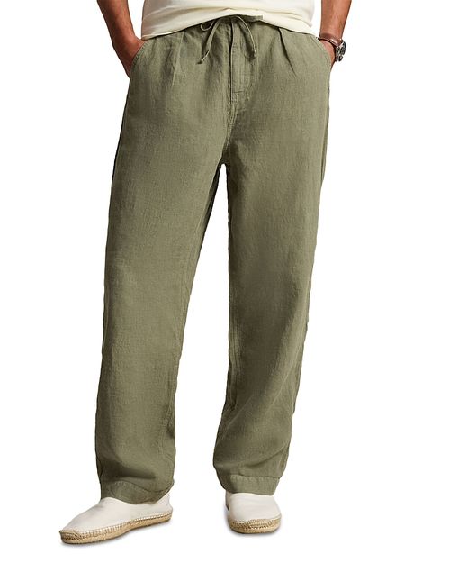 Lateef Relaxed Fit Pleated Linen Pants