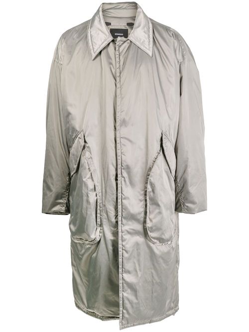 Ruched-detail knee-length jacket - Green