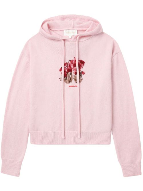 Floral-embroidered hoodie - Pink