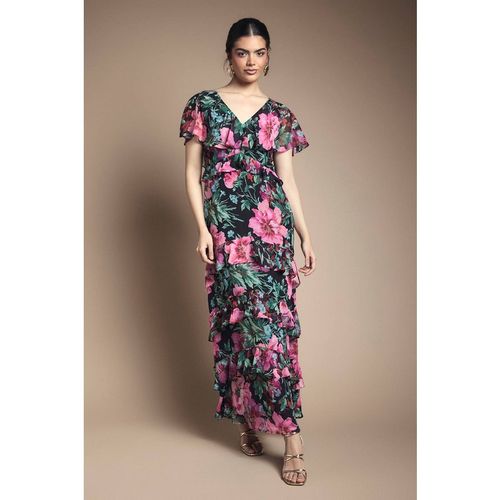 Oasis Women's Ruffle Detail Maxi Dress in Black