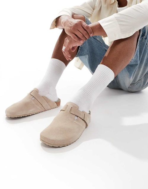 Suede clogs in beige-Neutral