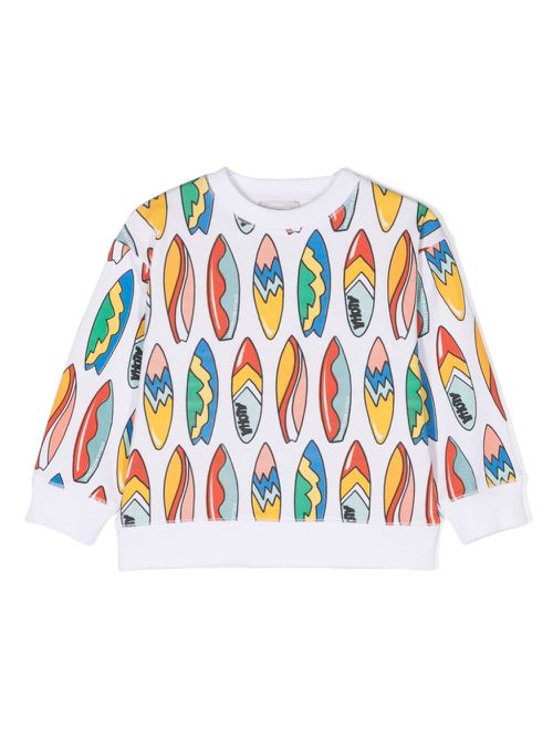 Surfboard-print cotton sweatshirt - White