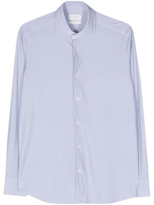 Geometric-pattern classic-collar shirt - White