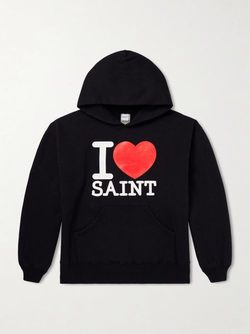 I Love Saint Logo-Print Cotton-Jersey Hoodie