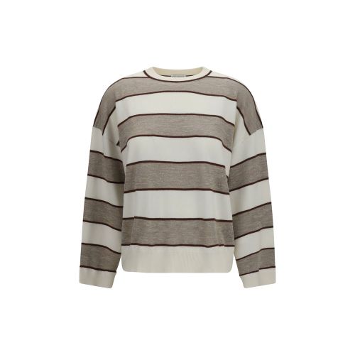 Striped Merino Wool Sweater — Beige