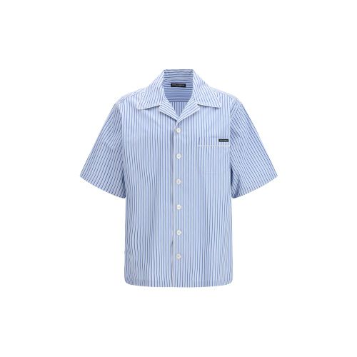 Striped Poplin Shirt — Blue